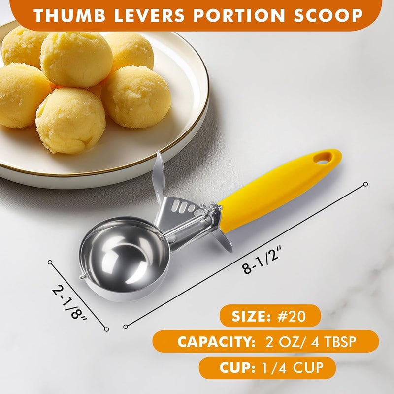 JUNADAEL J Portion Scoop, #20/2 OZ Ice Cream Scooper, Muffin Scoop, Disher, Yellow Handle, for Portion Control, Cookie Dough, Muffin, Cupcake Batter, Ice Cream, Mashed Potatoes - Image 2