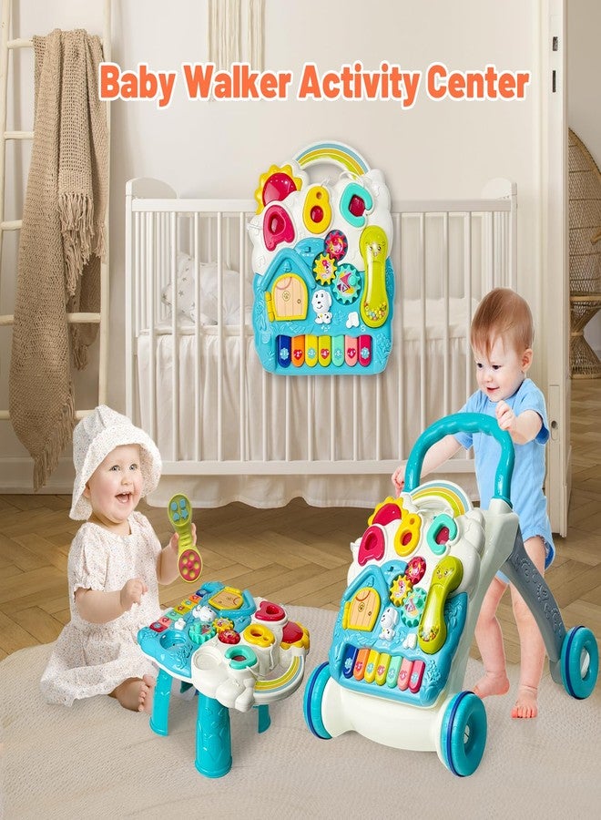 Cuterabit Sit to Stand Baby Walker, Activity Center with Music and Light, Activity Table for Toddlers, Push Toys for Babies Learning to Walk, Early Education Toys for Infant Boys Girls 6 Months Up (Blue) - Image 2