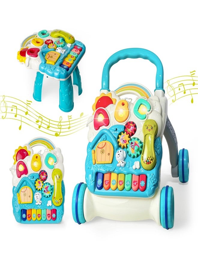Cuterabit Sit to Stand Baby Walker, Activity Center with Music and Light, Activity Table for Toddlers, Push Toys for Babies Learning to Walk, Early Education Toys for Infant Boys Girls 6 Months Up (Blue) - Image 1