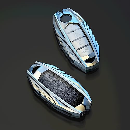 SLAKNOK for Nissan Key Fob Cover with Keychain,Stylish and Durable Zinc Alloy Protection Key Case Compatible with Altima Maxima Rogue Armada Pathfinder Morano Versa Smart Key Shell Accessories - Image 3