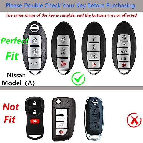 SLAKNOK for Nissan Key Fob Cover with Keychain,Stylish and Durable Zinc Alloy Protection Key Case Compatible with Altima Maxima Rogue Armada Pathfinder Morano Versa Smart Key Shell Accessories - Image 2
