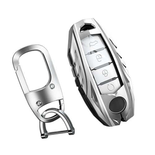 SLAKNOK for Nissan Key Fob Cover with Keychain,Stylish and Durable Zinc Alloy Protection Key Case Compatible with Altima Maxima Rogue Armada Pathfinder Morano Versa Smart Key Shell Accessories - Image 1
