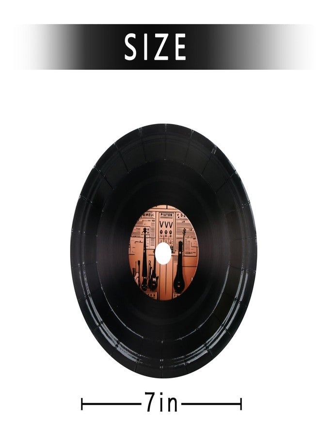 Pandecor 50 Pieces Record Disposable Paper Plates,7 inches Cake Dessert Plates for 50's Record Themed Party,Birthday Party and Retro Music Party (plates) - Image 2