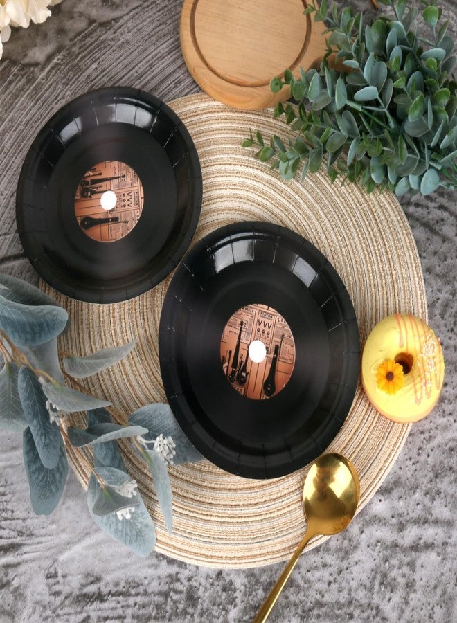 Pandecor 50 Pieces Record Disposable Paper Plates,7 inches Cake Dessert Plates for 50's Record Themed Party,Birthday Party and Retro Music Party (plates) - Image 4
