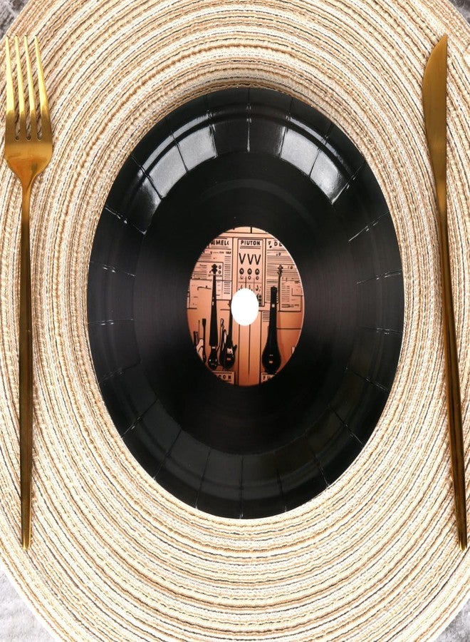 Pandecor 50 Pieces Record Disposable Paper Plates,7 inches Cake Dessert Plates for 50's Record Themed Party,Birthday Party and Retro Music Party (plates) - Image 3