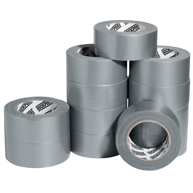 Lockport Duct Tape Heavy Duty Waterproof 30 Yards x 2 Inch 12 Roll Pack Silver Duct Tape Bulk Pack No Residue Flexible Strong AllWeather and Easy Tear Grey Heavy Duty