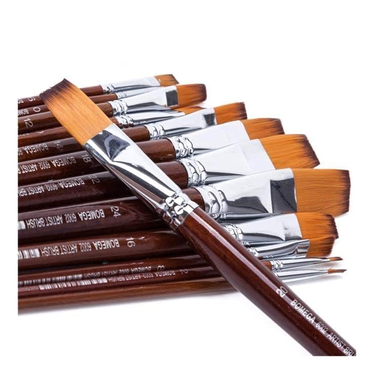 QALAM Kaari 13 Pc Flat Artist Quality Long Handle Painting Brush for Acrylic, Watercolor & Gouche Painting,Premium Nylon Hair Art Paint Brush for Beginners and Professionals  - Image 3