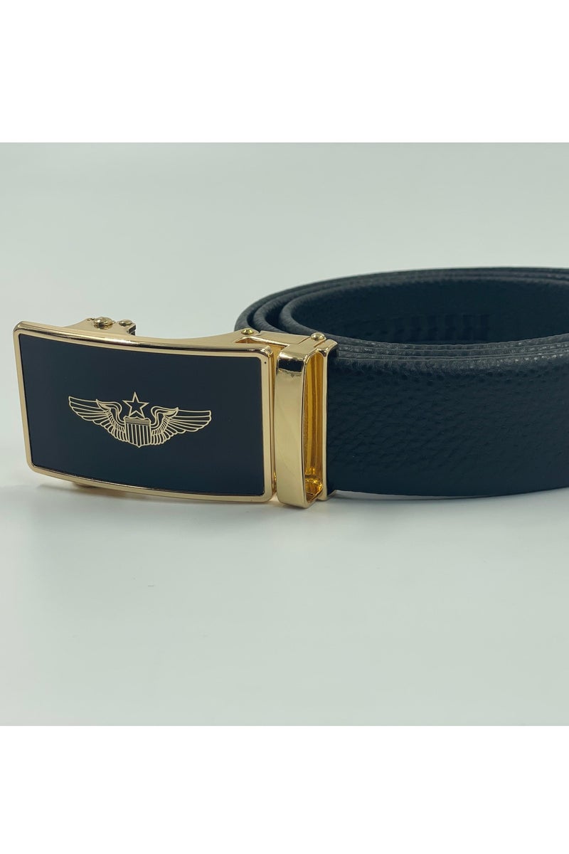 Pro Pilot zone Pilot Wings Belt – Black Leather with Gold Buckle - Image 3