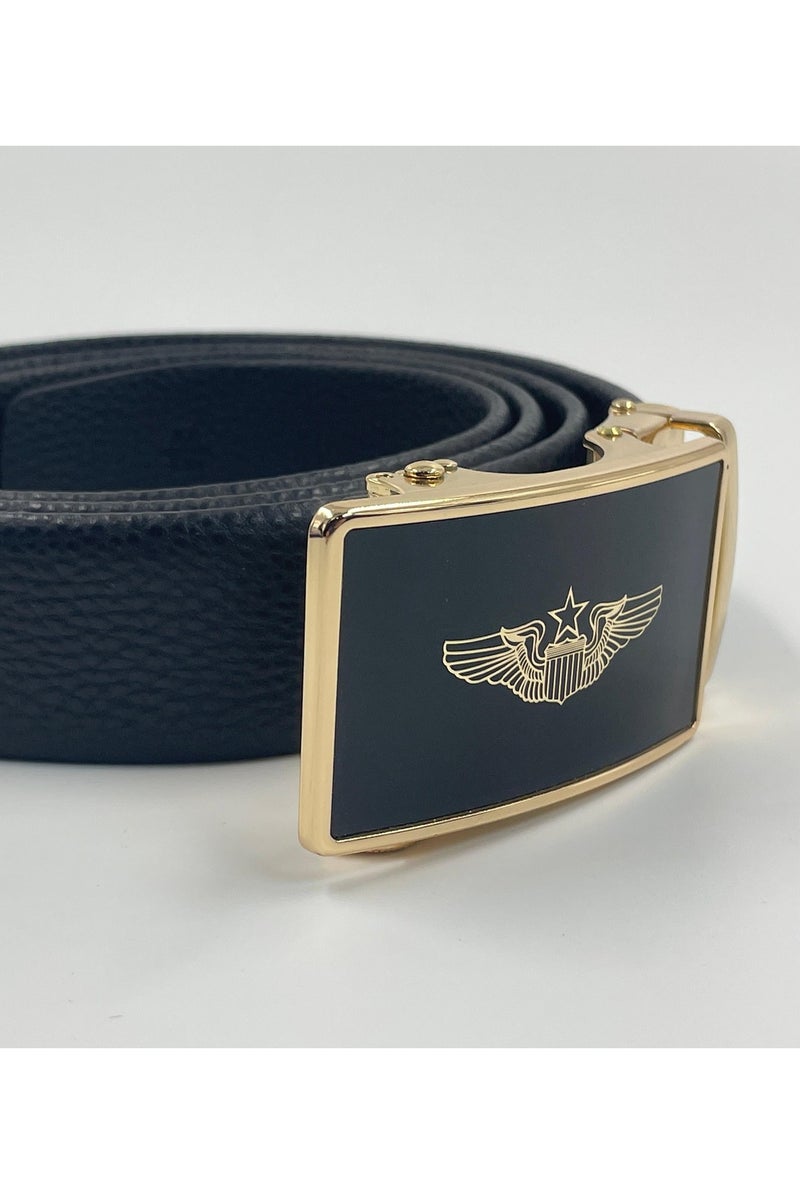 Pro Pilot zone Pilot Wings Belt – Black Leather with Gold Buckle - Image 4
