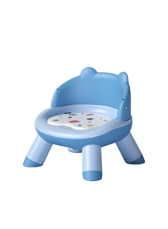 Tanwer Children's dining chair, portable baby dining chair with backrest, equipped with double-layer plates and seat belt (PVC material placemat with sound function) blue - Image 2