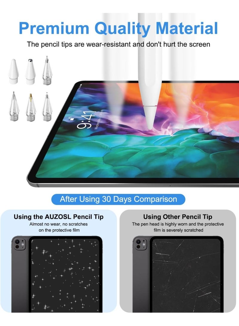 رؤوس بديلة لقلم Apple Pencil Pro (الجيل الأول/الثاني ومنفذ USB-C)، رؤوس قلم iPad مطورة مع حافظة، ملحقات قلم دقيقة - عبوة من 6 قطع، أزرق - Image 5