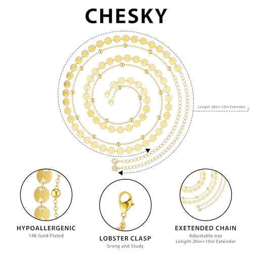 CHESKY Waist Beads for Women, Dainty 14k Gold Plated Waist Chain Gold Chain Belt Simple Body Chain Jewelry for Womens Belly Chain Waterproof Gold Jewelry Accessories for Women Gifts Mermaid Accessories - Image 5