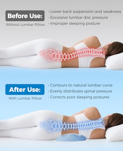 Fledano Lumbar Support Pillow for Sleeping – Memory Foam Lower Back Pillow for Bed for Back Pain Relief - Ergonomic Support for Side&Back Sleepers-Bed Rest Pillow for Car, Sofa with Breathable Washable Cover - Image 4