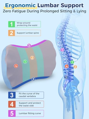 Fledano Lumbar Support Pillow for Sleeping – Memory Foam Lower Back Pillow for Bed for Back Pain Relief - Ergonomic Support for Side&Back Sleepers-Bed Rest Pillow for Car, Sofa with Breathable Washable Cover - Image 3