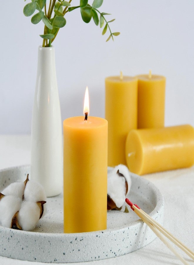 ENCANLIGHT Pure Beeswax Pillar Candles 2x4 Inch, Natural Bees Wax Pillar Candle 2 Pack - 35-40 Hours Long Burning, Dripless Smokeless and Unscented for Home Decor, Party, Yoga - Image 3