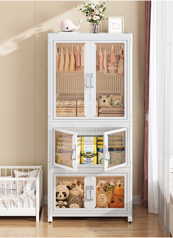 FLYROAD Foldable Plastic Organizer, Closet, Bedroom, Household Organizer, Baby Organizer, Toy Clothes Organizer, Plastic Folding Organizer with Pulleys  - Image 1