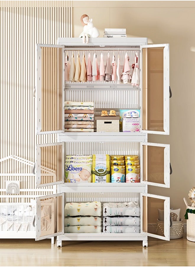 FLYROAD Foldable Plastic Organizer, Closet, Bedroom, Household Organizer, Baby Organizer, Toy Clothes Organizer, Plastic Folding Organizer with Pulleys  - Image 3