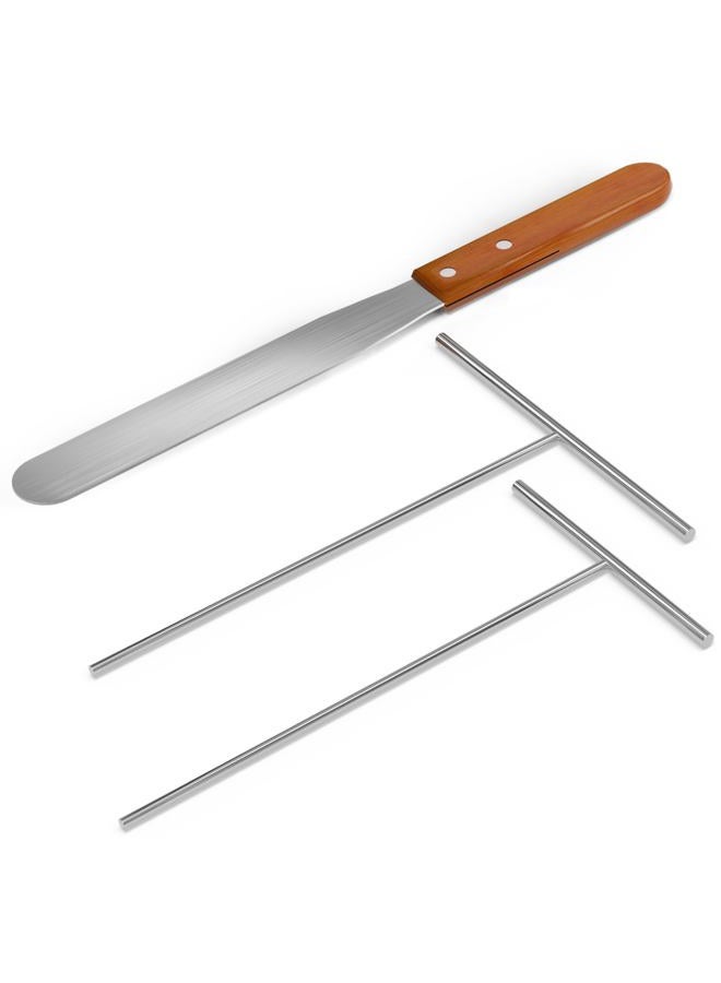 Lilithye Crepe Spreader and Spatula Kit Stainless Steel Crepe Spreader Tool 5", 7" Spreaders and 12" Spatula(3 Pcs) - Image 1