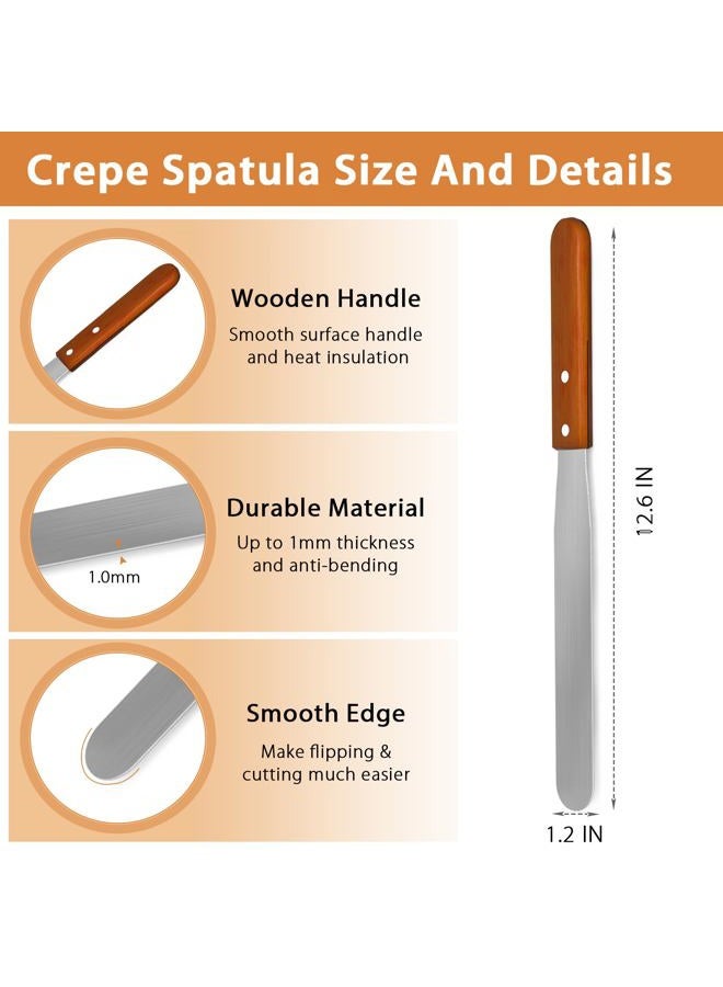 Lilithye Crepe Spreader and Spatula Kit Stainless Steel Crepe Spreader Tool 5", 7" Spreaders and 12" Spatula(3 Pcs) - Image 5