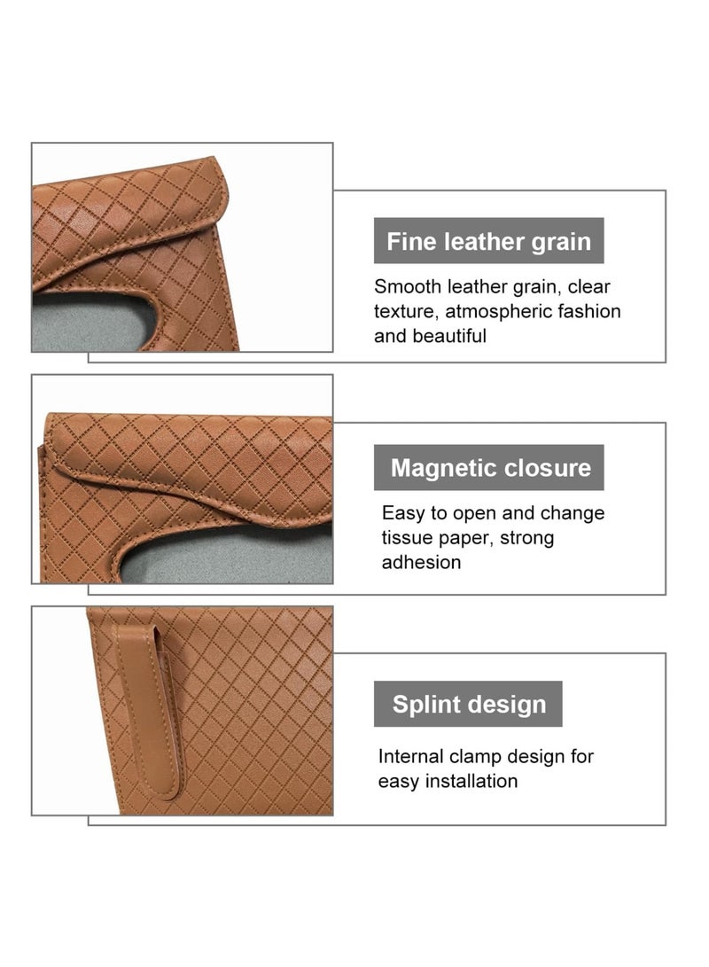 SYOSI Car Tissue Holder, Leather Sun Visor Napkin Holder Storage Box, Sun Visor Tissue Case Backseat Napkin Organizer for Car, Truck, SUV, Foldable & Durable Design, Car Accessories (Brown) - Image 4