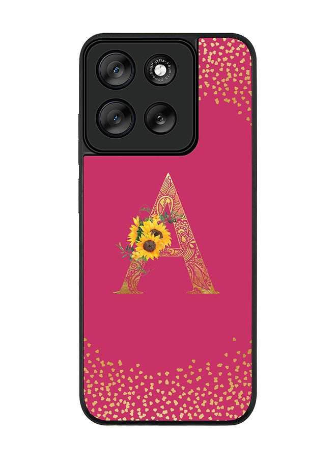 Stylizedd For Motorola Moto G56 Case,Slim fit Camera Protection, Shockproof Thin Phone cover  - Custom Floral Monogram - A ( Deep Pink ) - Image 1