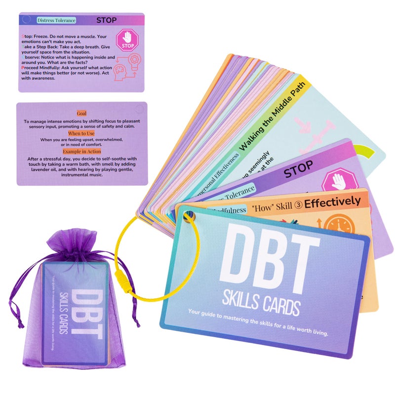 UHillMinerva DBT Skills Coaching Cards with Guided Examples & Goals â€“ 25 Flashcards for Emotional Regulation, Stress Relief & Coping Tools â€“ for Teens & Adults - Image 1