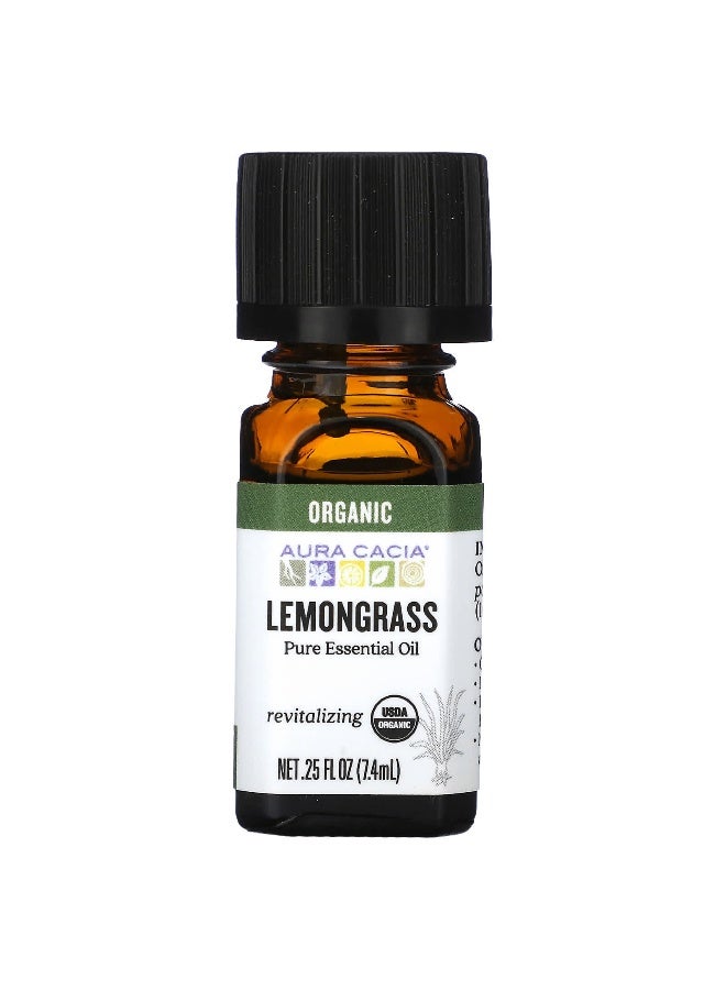Aura Cacia أورا كاسيا، زيت أساسي نقي، ليمون جراس عضوي، 0.25 أونصة سائلة (7.4 مل) - Image 1