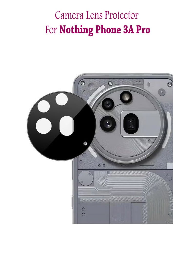 Nothing Phone 3A Pro Camera Lens Protector, Scratch-Resistant HD Clarity Ultra-Thin 9H Tempered Glass shield Lens Cover - Black - Image 1