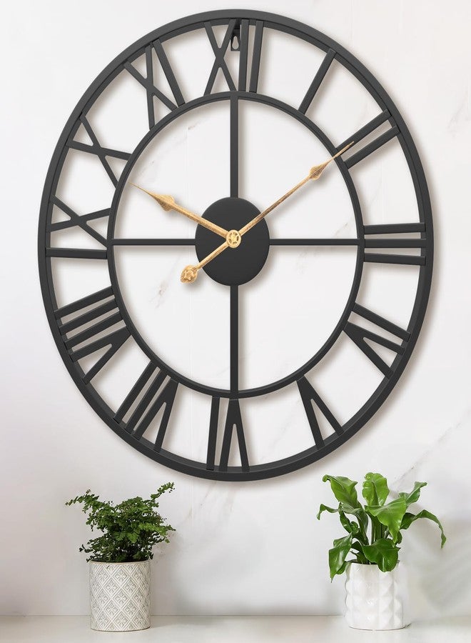 Pytha Sight 24 Inch Large Oversized Farmhouse Modern Decorative Wall Clock for Living Room,Silent Industrial Big Roman Numerals Vintage Metal Round Wall Clocks for Kitchen,Dining Room,Office - Image 1