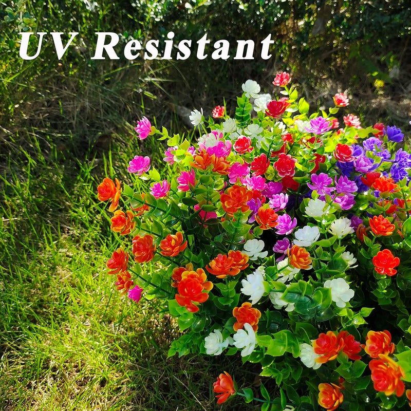 WEAUSUP 21 Bundles Outdoor Faux Plants UV Resistant Faux Bushes Plastic Artificial Flowers Fake Outdoor Plants for Home Garden Decor (7 Colors) - Image 3