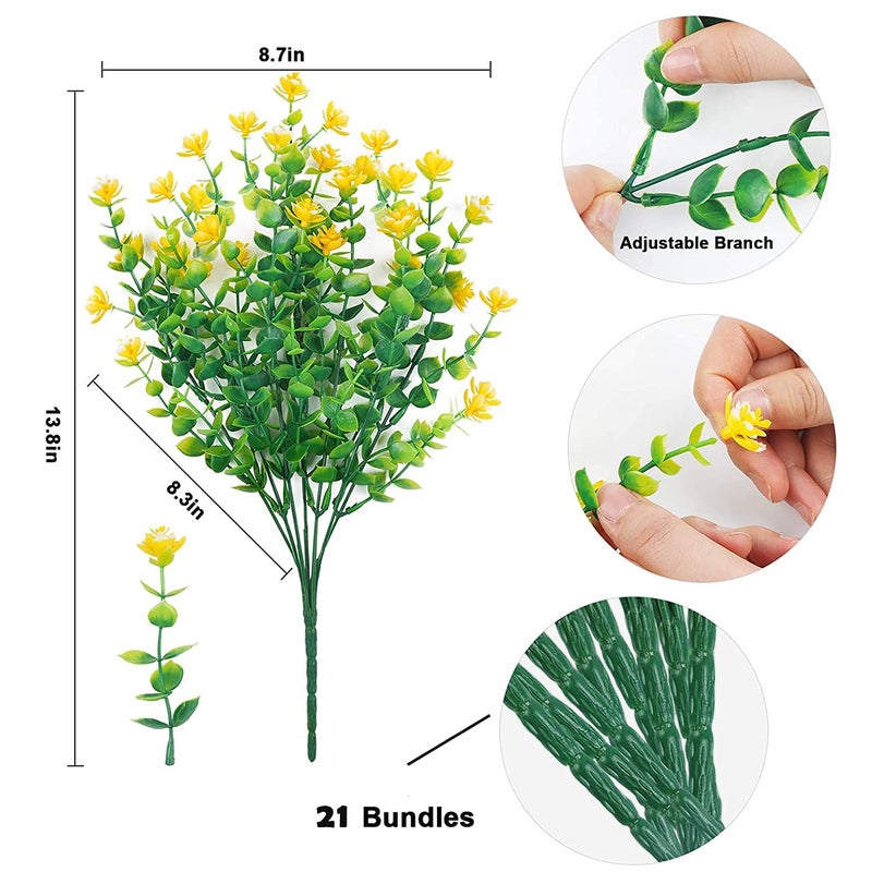 WEAUSUP 21 Bundles Outdoor Faux Plants UV Resistant Faux Bushes Plastic Artificial Flowers Fake Outdoor Plants for Home Garden Decor (7 Colors) - Image 2