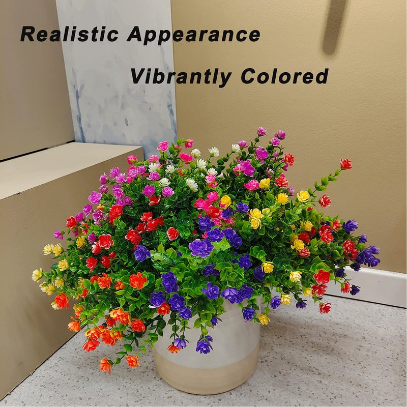 WEAUSUP 21 Bundles Outdoor Faux Plants UV Resistant Faux Bushes Plastic Artificial Flowers Fake Outdoor Plants for Home Garden Decor (7 Colors) - Image 4