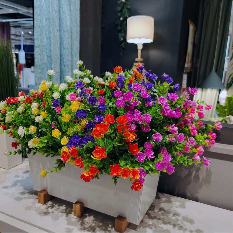 WEAUSUP 21 Bundles Outdoor Faux Plants UV Resistant Faux Bushes Plastic Artificial Flowers Fake Outdoor Plants for Home Garden Decor (7 Colors) - Image 5