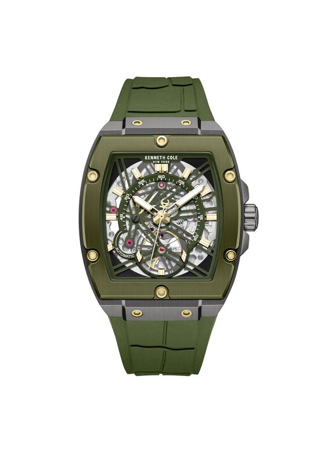 Kenneth Cole New York FiDi Men's 41.5mm Automatic Watch with Green Dial & Silicone Strap  - Image 1