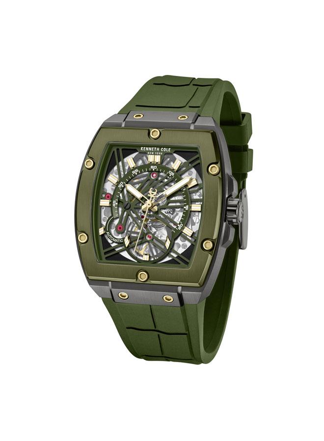 Kenneth Cole New York FiDi Men's 41.5mm Automatic Watch with Green Dial & Silicone Strap  - Image 4