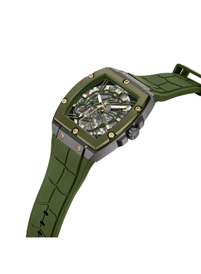 Kenneth Cole New York FiDi Men's 41.5mm Automatic Watch with Green Dial & Silicone Strap  - Image 3