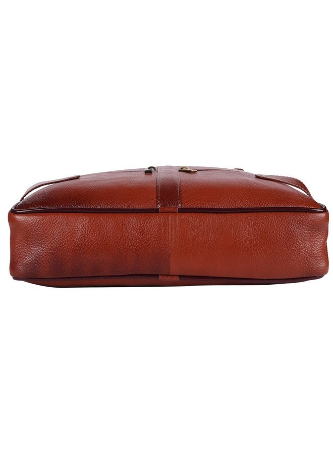 TAURUS Genuine Leather 16 Inch Laptop Messenger Bag Laptop|Documents|Pen|Mobile (TAN) - Image 4