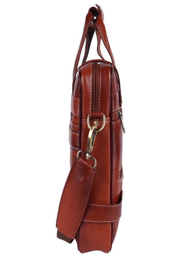 TAURUS Genuine Leather 16 Inch Laptop Messenger Bag Laptop|Documents|Pen|Mobile (TAN) - Image 3