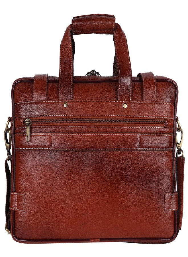 TAURUS Genuine Leather 16 Inch Laptop Messenger Bag Laptop|Documents|Pen|Mobile (TAN) - Image 2