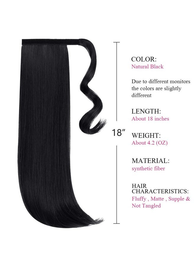 SYXLCYGG - Clip Ponytailwrap Around Ponytails Extension Synthetic Girl Straight Black 18" 4.1 Oz Fake Hair Piece Wig Women - Image 1
