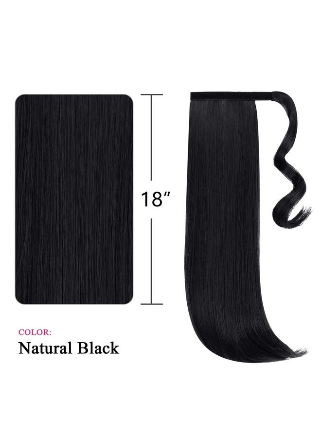 SYXLCYGG - Clip Ponytailwrap Around Ponytails Extension Synthetic Girl Straight Black 18" 4.1 Oz Fake Hair Piece Wig Women - Image 1