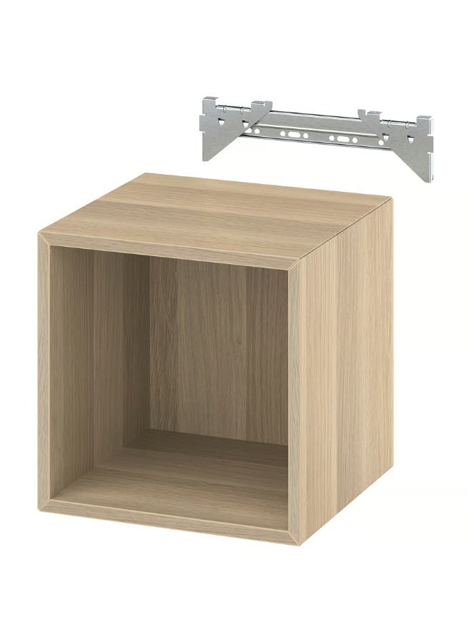 Wall-Mounted Shelving Unit – White Stained Oak Effect, 35×35×35 cm | Modern Wooden-Style Storage Shelf for Home, Office & Bathroom - Image 1