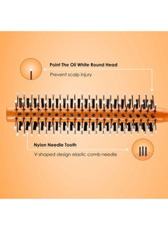 Rozia Pro Mini Styler 1.2 Inch Round Brush Nylon With Boar Bristles Styling, Finishing, Lifting, Blowouts, Curling & Setting Short, Curly, Wavy, Thick, Normal, Thin Hair Woman, Girls And Kids(Orange)  - Image 5