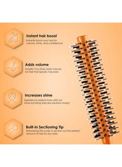 Rozia Pro Mini Styler 1.2 Inch Round Brush Nylon With Boar Bristles Styling, Finishing, Lifting, Blowouts, Curling & Setting Short, Curly, Wavy, Thick, Normal, Thin Hair Woman, Girls And Kids(Orange)  - Image 3