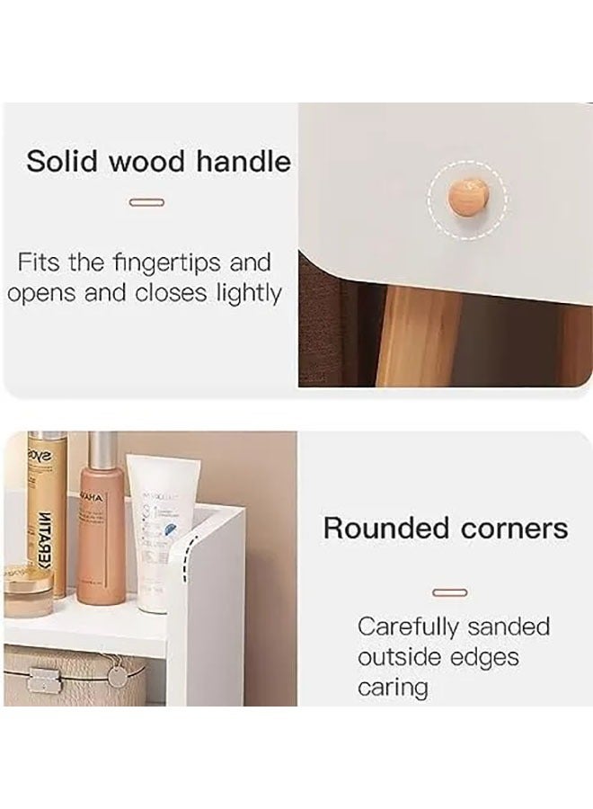 AGD Luxury Wooden Makeup Table with Mirror and 2 Drawers Modern Elegant Design Makeup Dressing Table for Bedroom 80*40*120cm (Dressing Chair Not Included) White - Image 4