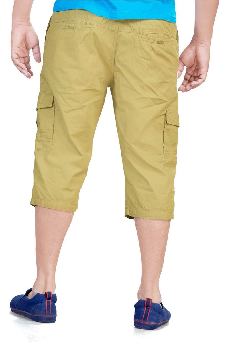 0-DEGREE Men's Regular Fit Three Quarter Relaxed Shorts Khakhee 40 Inch Waist, Khaki - Image 2