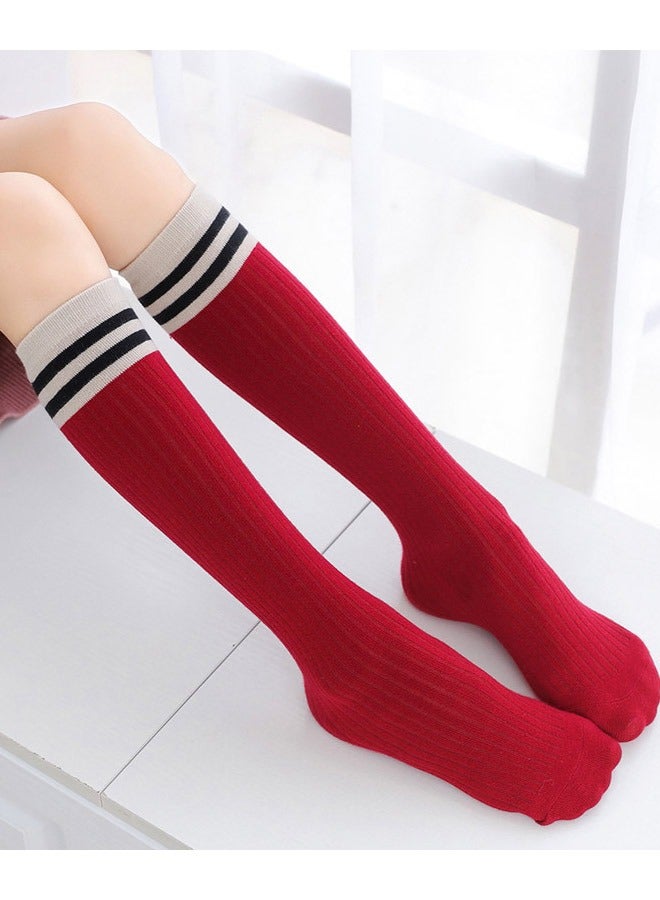 Girls Knee High Socks, 5 Pairs Lattice Design Spandex Stretch Stockings, Cartoon Cotton Tube Socks for Kids, Comfortable and Stylish Socks for Ages 2-12 - Image 4