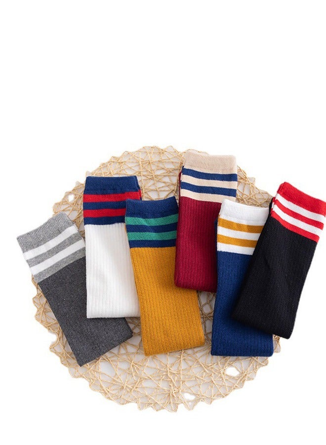 Girls Knee High Socks, 5 Pairs Lattice Design Spandex Stretch Stockings, Cartoon Cotton Tube Socks for Kids, Comfortable and Stylish Socks for Ages 2-12 - Image 5