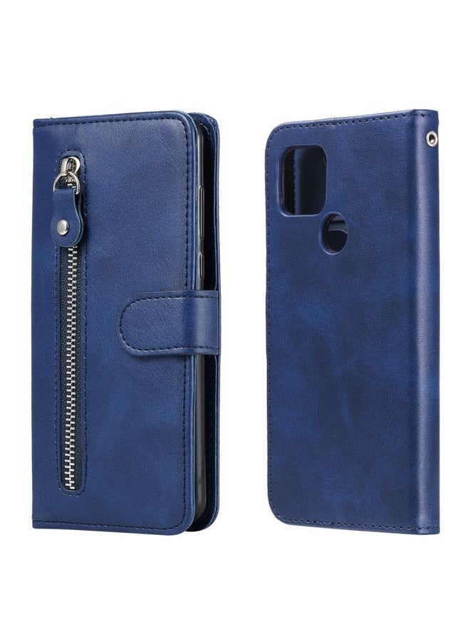 HuHa - Case Cover For For Google Pixel 5 XL / Pixel 4a 5G Fashion Calf Texture Zipper Horizontal Flip Leather Case with Holder & Card Slots & Wallet(Blue) - Image 1