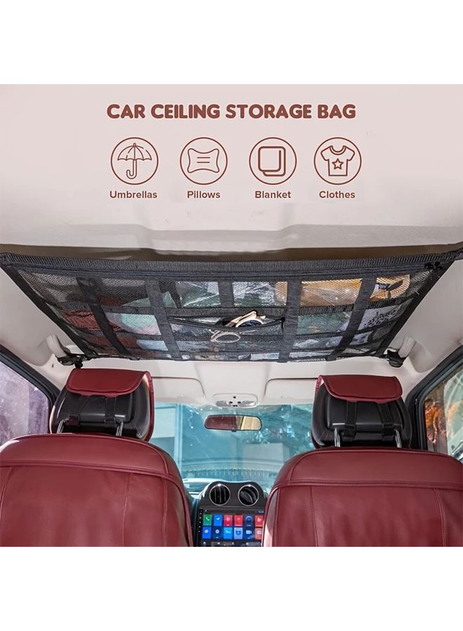 Small Size Double Layer Car Ceiling Cargo Net Pocket for Enhanced Capacity Reduced Sagging Truck SUV Organizer - Image 4